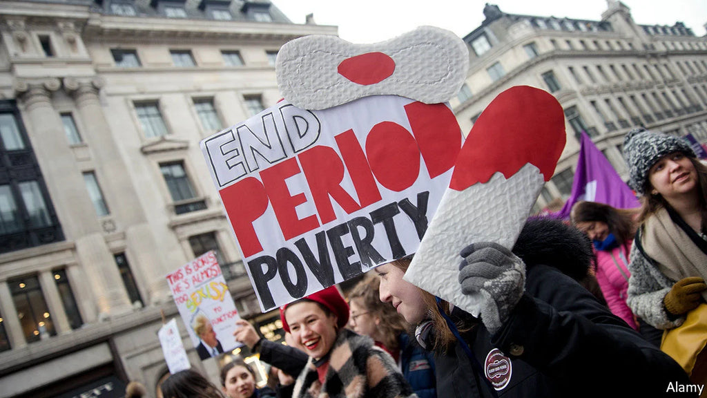 Sanitary products with price tags illustrating menstrual costs